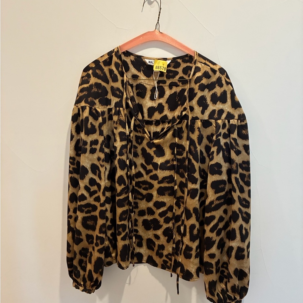 Walter Baker Leopard Print Blouse - Black and Tan
